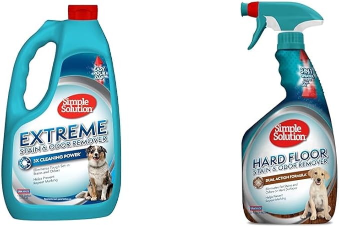 Simple Solution Extreme Pet Stain and Odor Remover | Enzymatic Cleaner & Hard Floor Pet Stain and Odor Remover | Dual Action Cleaner