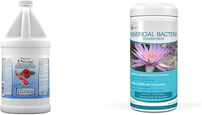 Seachem Pond Prime Water Conditioner + Aquascape Beneficial Bacteria for Ponds