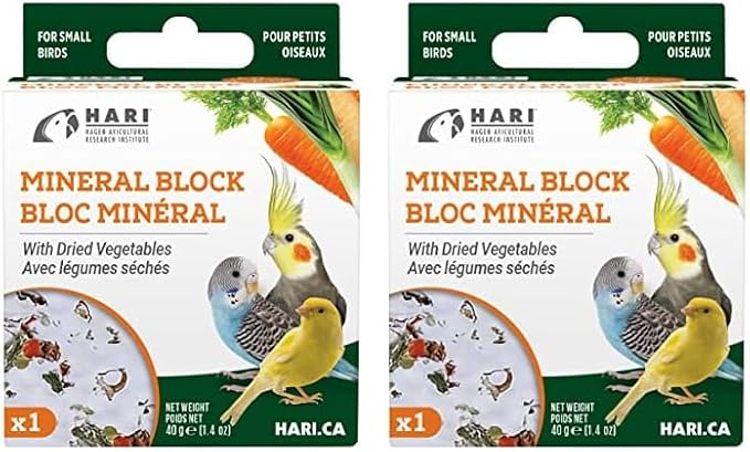 Hari Mineral Block for Birds with Dried Vegetables, Calcium Supplement Bird Treat (Pack of 2)