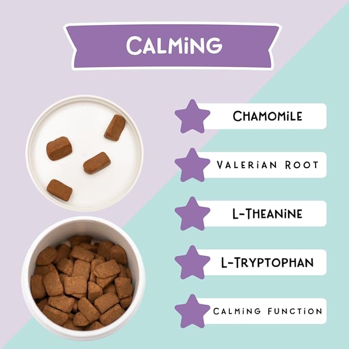 LOVE, NALA - Calming Health Supplement for Cats - 90 Soft Chews - Chamomile, Valerian Root, L-Theanine, and L-Tryptophan - Natural Calming Aid - 3.2 oz