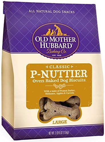 Old Mother Hubbard Classic Crunchy Natural Dog Treats, P-Nuttier Large Biscuits, 3.3-Pound Bag by Old Mother Hubbard