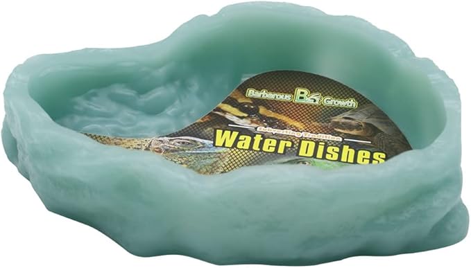 Reptile Water Dish,Resin Reptile Rock Food Feeder Bowl, Water and Food Bowl,Terrarium Decor for Leopard Gecko, Lizard,Spider,Turtle,Scorpion, Chameleon,Hermit Crabs (S, Green-Glow in Dark)