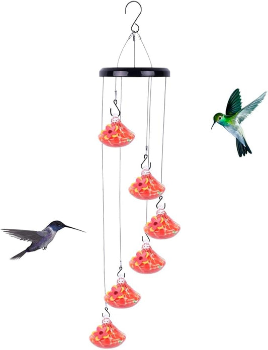 Charming Wind Chimes Hummingbird feeders for Outdoors Hanging ant and bee Proof Never Leak Perfect Garden Decor for Outside (SD-05)