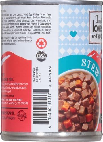 I AND LOVE AND YOU Wet Dog Food - Beef Booyah Stew - Beef Recipe, Grain Free, Filler Free 13oz can, 12pk