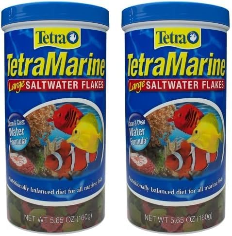 TetraMarine Large Saltwater Flakes, Nutritionally Balanced Fish Food for Saltwater Fish, 5.65 oz (Pack of 2)