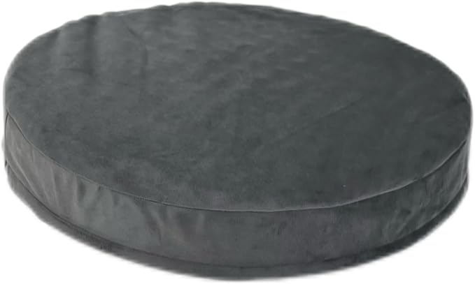 Waterproof Round Dog Bed with Washable Removable Cover & Liner Grey Velvet Orthopedic Foam Pad 36 Inch