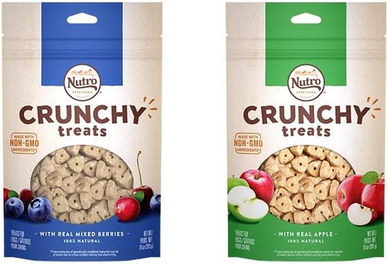 Nutro All Natural Crunchy Training Treats for Dogs 2 Flavor Variety Bundle: (1) Mixed Berries, and (1) Apple, 16 Oz. Ea. (2 Bags Total)