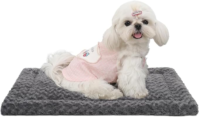 Washable Dog Bed Mat Reversible Dog Crate Pad Soft Fluffy Pet Kennel Beds Dog Sleeping Mattress for Large Jumbo Medium Small Dogs, 21 x 13 Inch, Gray