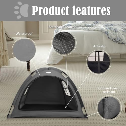 Cat Tent Outdoor and Dog House Outdoor, Cat and Dog Waterproof Tent House, Outdoor Dog Bed Washable, Indoor/Outdoor Cave Nest Bed Small Dog Tent for Cat, Bunny and Small Animal (Grey S)