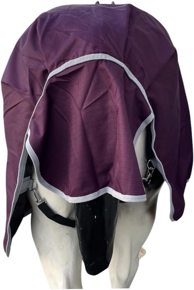 1200 Denier Horse RAIN Sheet | Horse Turnout Sheet | Horse RAINSHEET (Waterproof & Breathable) (Plum-Grey, 78)