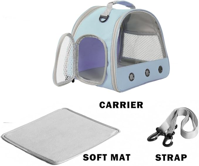 Guinea Pig Carrier Backpack, Clear Bubble Window Backpack for Guinea Pig, Bunny Rat Bird (Blue, Carrier)