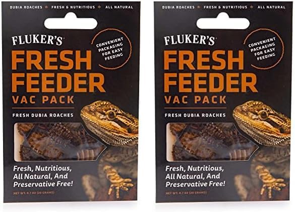 Fluker's Fresh Feeder Vac Pack Dubia Roaches, All Natural and Preservative Free, Great for Insect Eating Reptiles, Birds, or Small Animals, 0.7 oz (Pack of 2)