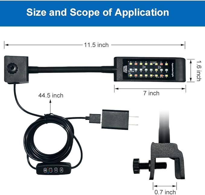 VARMHUS Aquarium lED Light,Fish Tank Light, Plant Light (4.8W, Black)