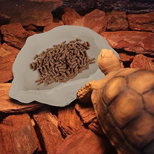 Tfwadmx Reptile Food and Water Bowl Set Luminous Bearded Dragon Dishes Tortoise Feeder Lizard Habitat Large and Small Amphibian Feeding Plates Terrarium DéCor for Turtle Gecko Snake Tegu Iguana 2 Pcs