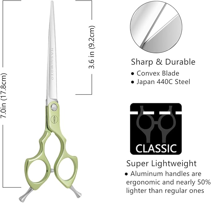 HASHIMOTO Dog Cutting Scissors for Grooming, Grooming Scissors for Dog, Straight Blade, Extremely Light Weight, Matte Surface, Designed for Professional Pet Groomers or Family DIY Use.