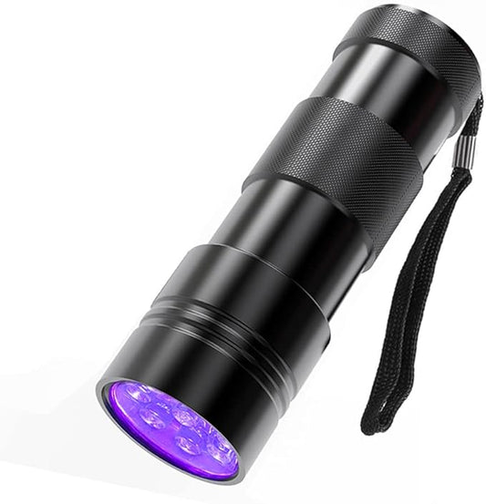 COSOOS Black Light UV Flashlight, 12 LED Handheld Black light, Small UV Lights 395nm, Portable Pet Stain Detector for Dog Urine, Scorpions, and Bed Bugs.