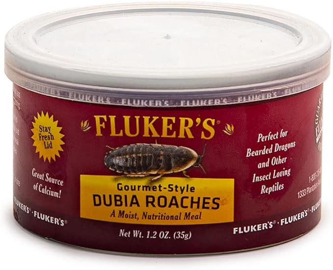 Fluker's Gourmet Canned Food for Reptiles, Fish, Birds and Small Animals, Dubia Roaches, 1.2 oz