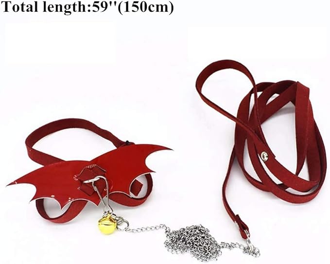 Turtle Harness and Leash with Wings Tortoise Leash Lizard Leash Tortoise Harness Strap Small Animal Adjustable Collar Leash Walking Lead Control Rope Pet Harness Leash (M(3.1'' - 15''),Red)