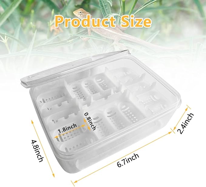 16 Grids Reptile Breeding Box, Reptile Egg Incubator Professional Plastic Reptile Breeding Box Hatching Box Case Tray for Hatching Gecko Lizards Lions Mane Without Thermometer