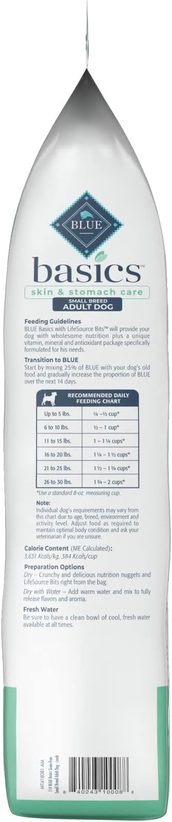 Blue Buffalo Basics Grain-Free Dry Dog Food for Small Breed Adult Dogs, Limited Ingredient Diet, Lamb Recipe, 11-lb. Bag