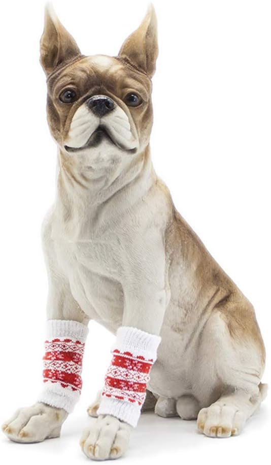4pcs Pet Leg Ankle Sleeves Dirt Leg Cover - Urine Warm Knee Pad (Christmas Snow, Size S)- Christmas Decorations for Pet Cat
