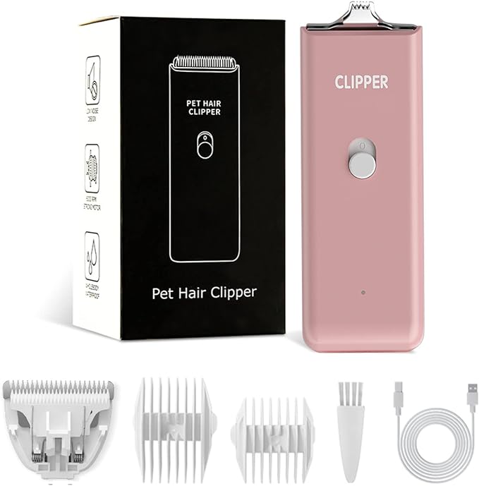 Feet Hair Trimmer, Dog Clippers,Quiet Washable USB Rechargeable Cordless Dog Grooming Kit,Electric Pets Hair Trimmers Shaver Shears for Dogs and Cats Pink