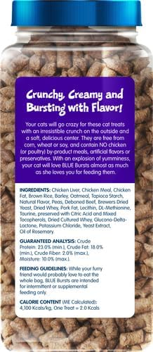 Blue Buffalo Bursts Crunchy Cat Treats, Chicken Liver and Beef 12-oz tub