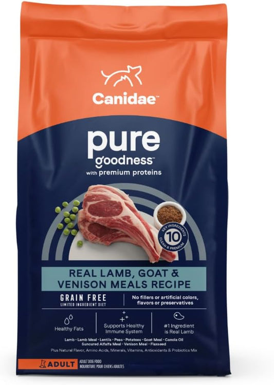 Canidae Pure Limited Ingredient Premium Adult Dry Dog Food, Real Lamb, Goat & Venison Meals Recipe, 12 lbs, Grain Free