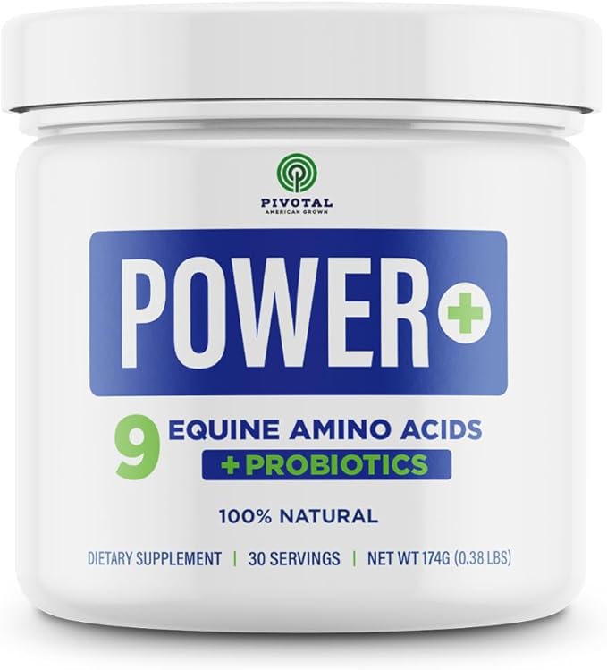 Power+ Horse Supplement (174g/0.38lbs - 30 Servings) - 9 Equine Amino Acids Plus Probiotics for Horses - No Added Sugar, No Soy, No Fillers - Horse Joint Support Supplement