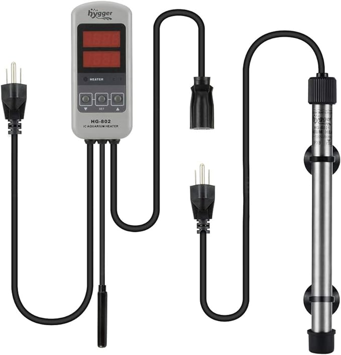 hygger Pinpoint Saltwater Aquarium Heater with Digital Thermostat IC Temp Controller, Titanium Tube Submersible Fish Tank Heater for Coral Reef 50 Watt