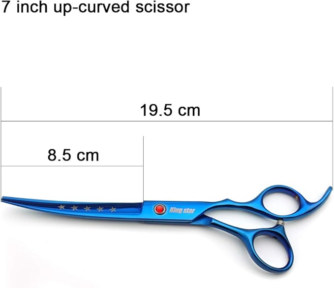 7.0in Titanium Blue Professional Pet Grooming Scissors Set,Straight & Thinning & Curved Scissors 4pcs Set for Dog Grooming,(Blue)