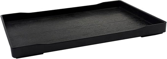 OMEM Reptile Bowl Large Food and Water Dish Enough Space Also Fit for Bath Simulated Wood Grain Surface (L, Black)