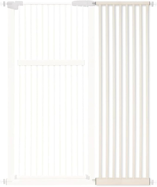 Extra Tall Pet Gate 55.12" High Pressure Mounted 16.73" Wide Extension kit 1.37" Gap (16.73", Cream White)