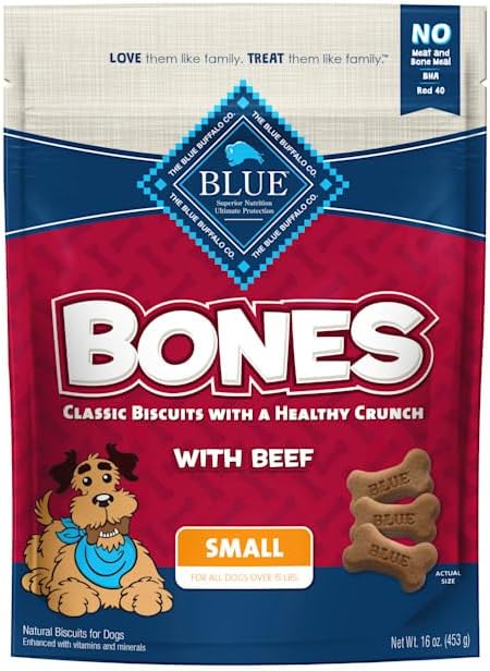 Blue Buffalo Bones Natural Crunchy Beef Flavor Small Dog Biscuits, 16 oz.