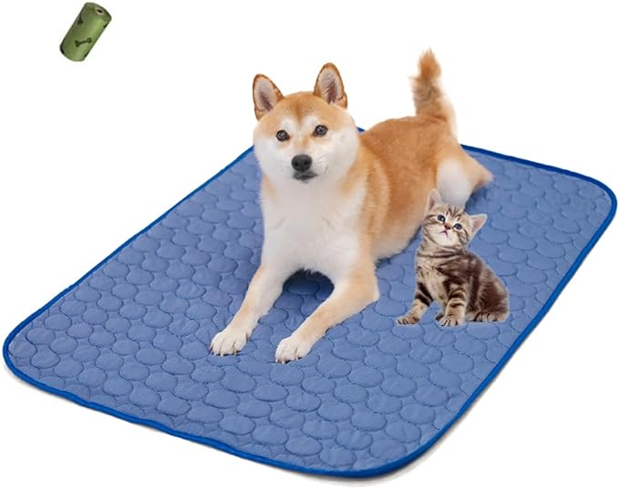 Summer Cooling Mat & Sleeping Pad- Water Absorption Top, Materials Safe, Easy Carry, EZ Clean. Keep Cooling for Pets, Kids and Adults.(Navy Blue, 40" x 28")