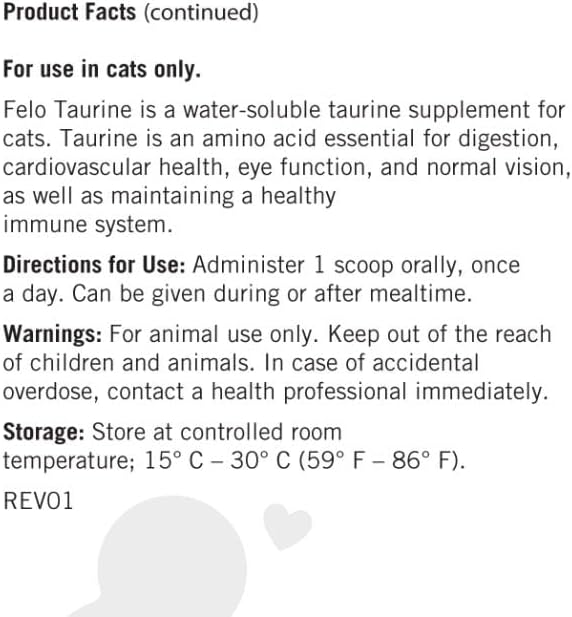 FELO Taurine - Taurine Supplement for Cats, Taurine for Cats, Taurine Powder for Cat - 16 Oz, Powder (Thomas Pet Earlier)