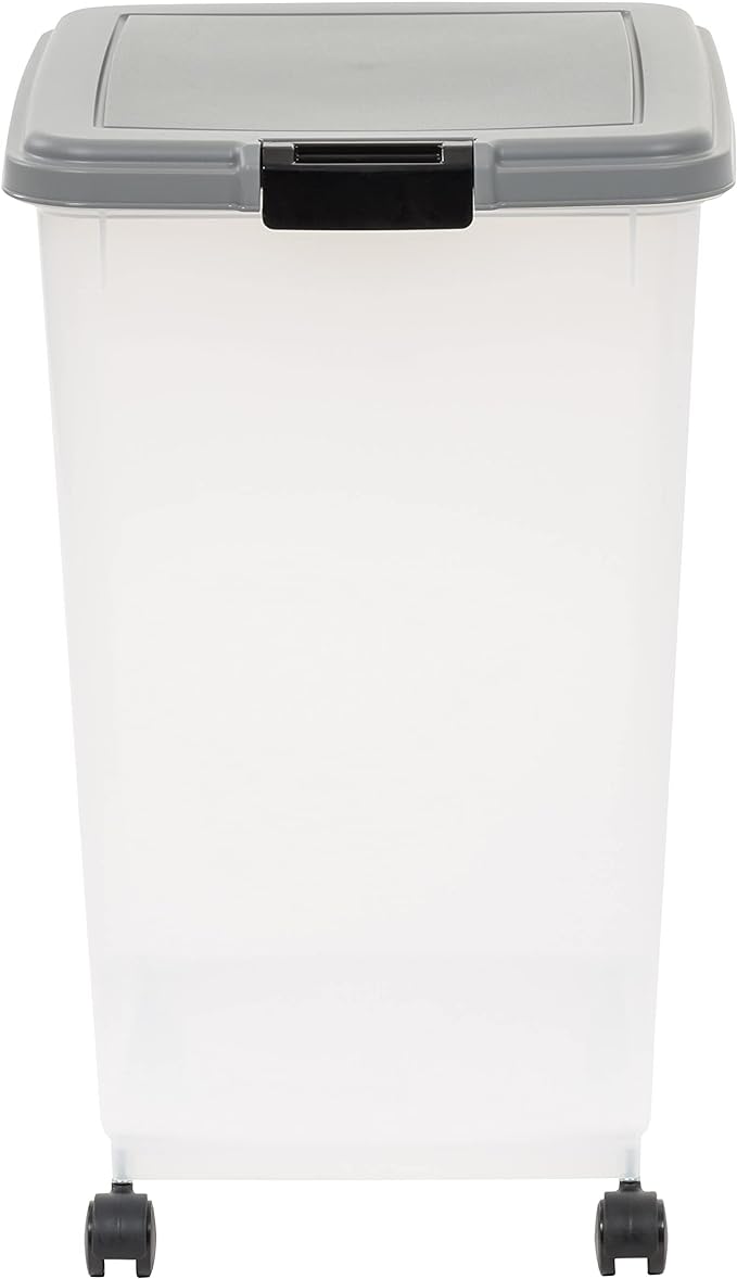 Amazon Basics Airtight Dog Food Storage Container with Scoop, 69 QT, Gray