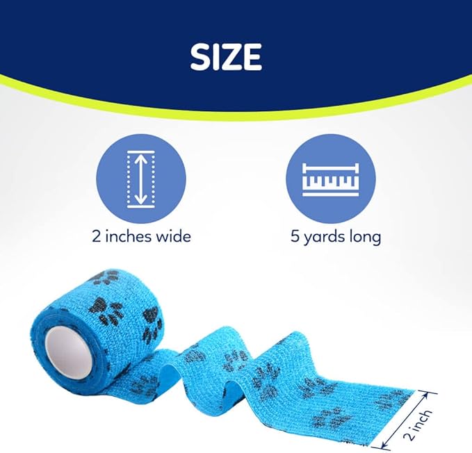 WePet Pet Wrap, Self-Adhesive Non-Woven Bandage, Emergency Cohesive Gauze, for Dogs, Cats, Horse, Birds, Wounds, Wrist Healing, Ankle Sprain, 2 Inch, 8 Rolls