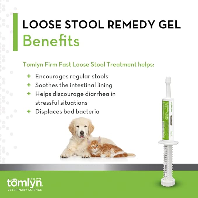 TOMLYN Firm Fast Loose Stool Remedy Gel, Helps Relieve Occasional Diarrhea in Cats and Dogs, 15cc