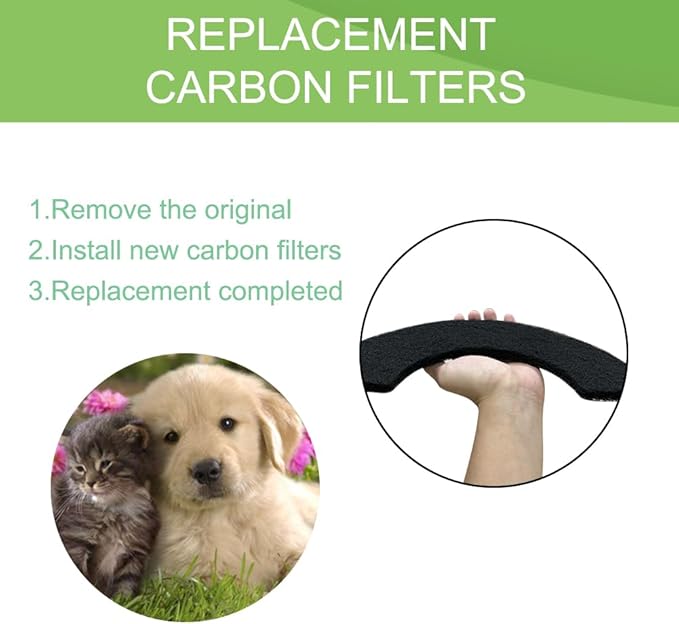 Carbon Filters Compatible with Litter Robot 4 Activated Charcoal Replacement Filters Work for Cat Robot Litter Box LR4 Keep Home Fresh 8-Pack (Black)