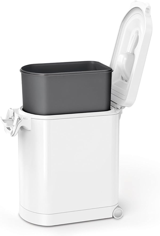 simplehuman 25 Liter, 27 lb / 12.2 kg Medium Pet Food Storage Container for Dog Food, Cat Food, and Bird Feed, White