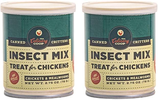 Fluker's Culinary Coop Canned Mealworms and Crickets Chicken Treat, All Natural and Packed with Protein, 2.75 oz (Pack of 2)