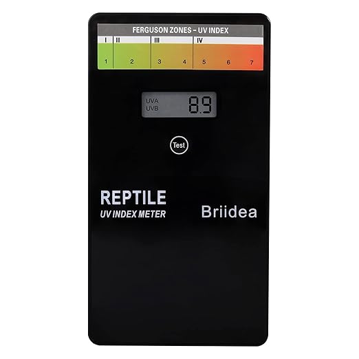 briidea Reptile U/V Meter, Briidea U/V/B Index Meter, Measures 240-370nm with Range from 0-50 U/V Index, Make Sure Your Reptile & Amphibian Gets the Right Amount of U/V Light