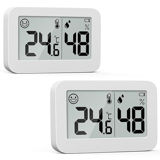 2-Pack Mini Hygrometer Indoor Thermometer, Humidity Gauge with Switch (℃ /℉), Humidity Meter Digital Temperature Monitor for Greenhouse Babyroom Cellar Reptile Incubator Closet