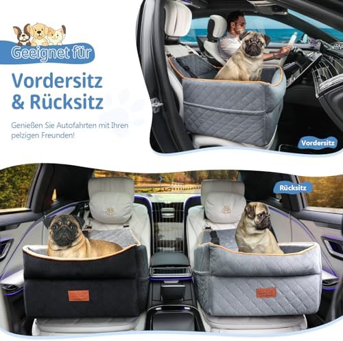 Dog Car Seat for Small Dogs, Memory Foam Dog Booster Seat for Dogs under 35 lbs, Detachable & Washable Dog Car Seat for Front & Back Seats, Elevated Pet Car Seat with Storage Pockets