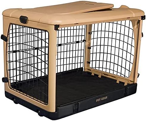 Pet Gear “The Other Door” 4 Door Steel Crate for Dogs/Cats with Garage-Style Door, Includes Plush Bed + Travel Bag, No Tools Required, 3 Models, 3 Colors