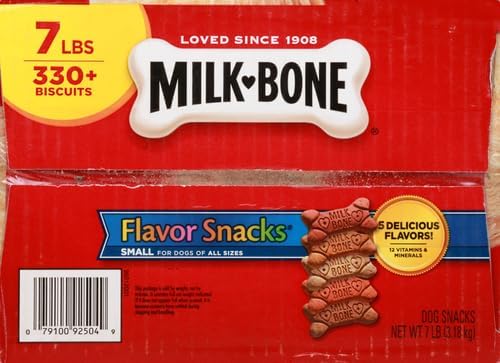 Milk-Bone Flavor Snacks Dog Treats, Small Biscuits, 7 Pound Crunchy Texture Helps Reduce Tartar (Pack of 2)