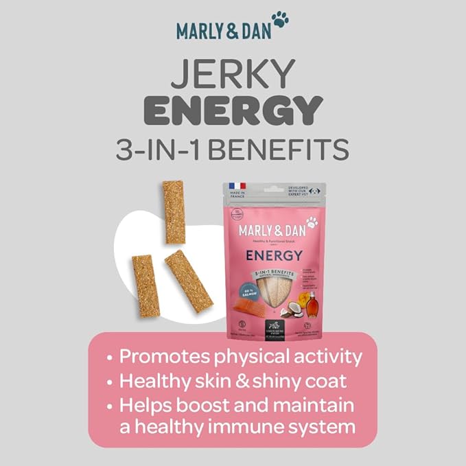 Marly & Dan Baked Salmon Jerky Snack Bar for Dogs with Sweet Potato and Pumpkin - Delicious Treats Dogs Adore, Naturally Healthy & Functional Energy Recipe, Rich in Omega 3/6, 6 oz