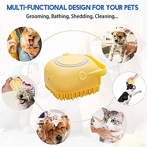 Busi Cepillo de silicona para masaje Corporal de baño, cepillo para ducha de baño con dispensador de jabón, champú Suave para Perros, cepillos de acicalamiento para mascotas