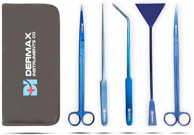 Dermax Aquascaping Equipment - Create Your Underwater Paradise Easily with Scissor Tweezer Spatula (Blue Titanium)